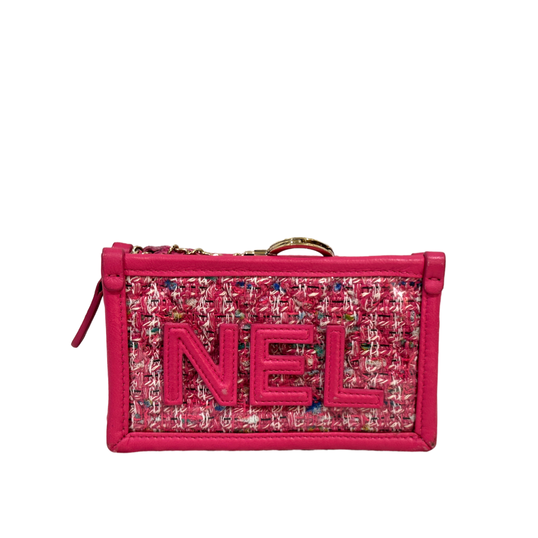 Chanel PVC Tweed Keychain Pouch Barbie Pink