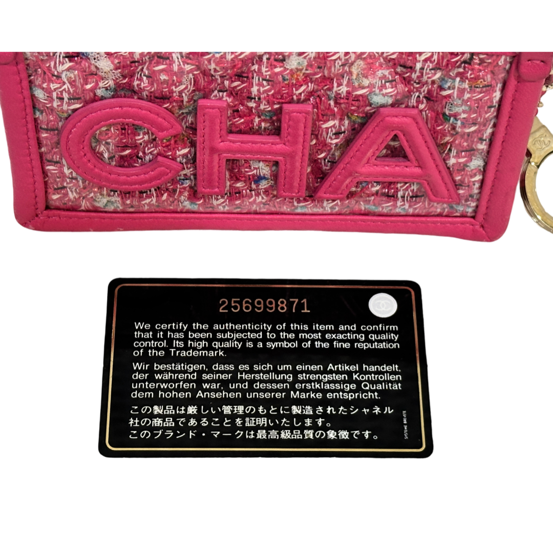 Chanel PVC Tweed Keychain Pouch Barbie Pink