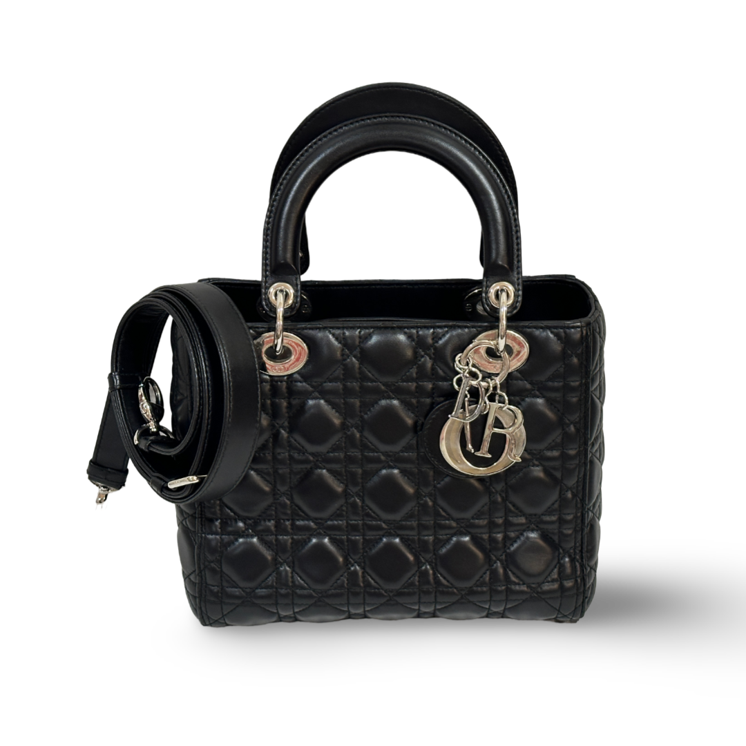 Dior Cannage Lambskin Medium Lady Bag Black
