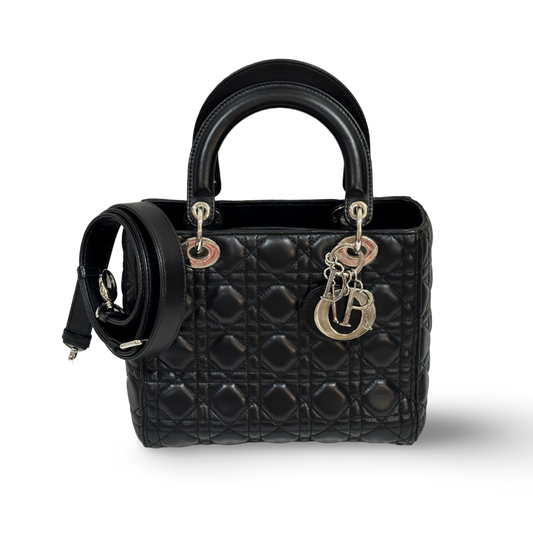 Dior Cannage Lambskin Medium Lady Bag Black