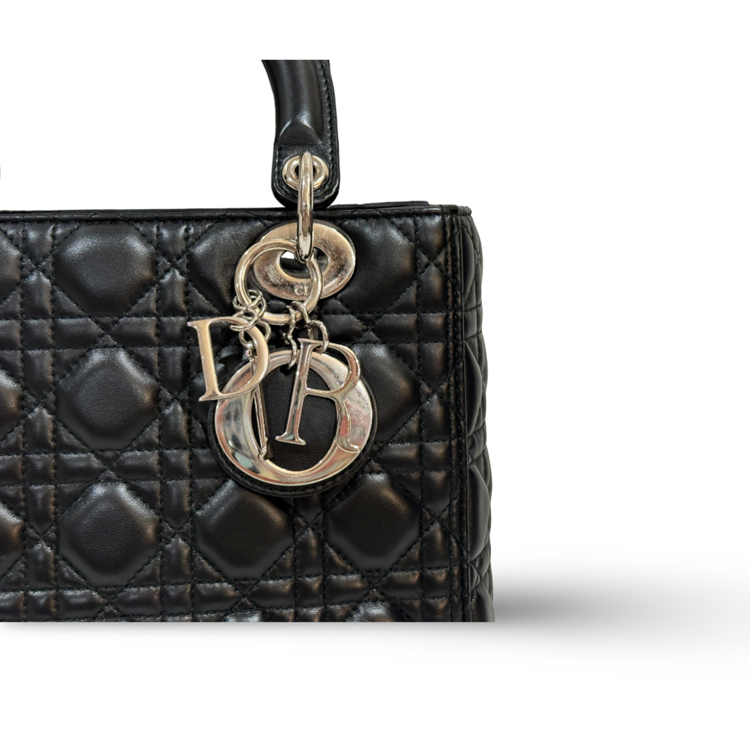 Dior Cannage Lambskin Medium Lady Bag Black