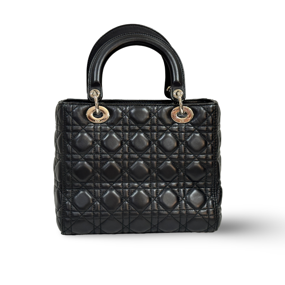 Dior Cannage Lambskin Medium Lady Bag Black