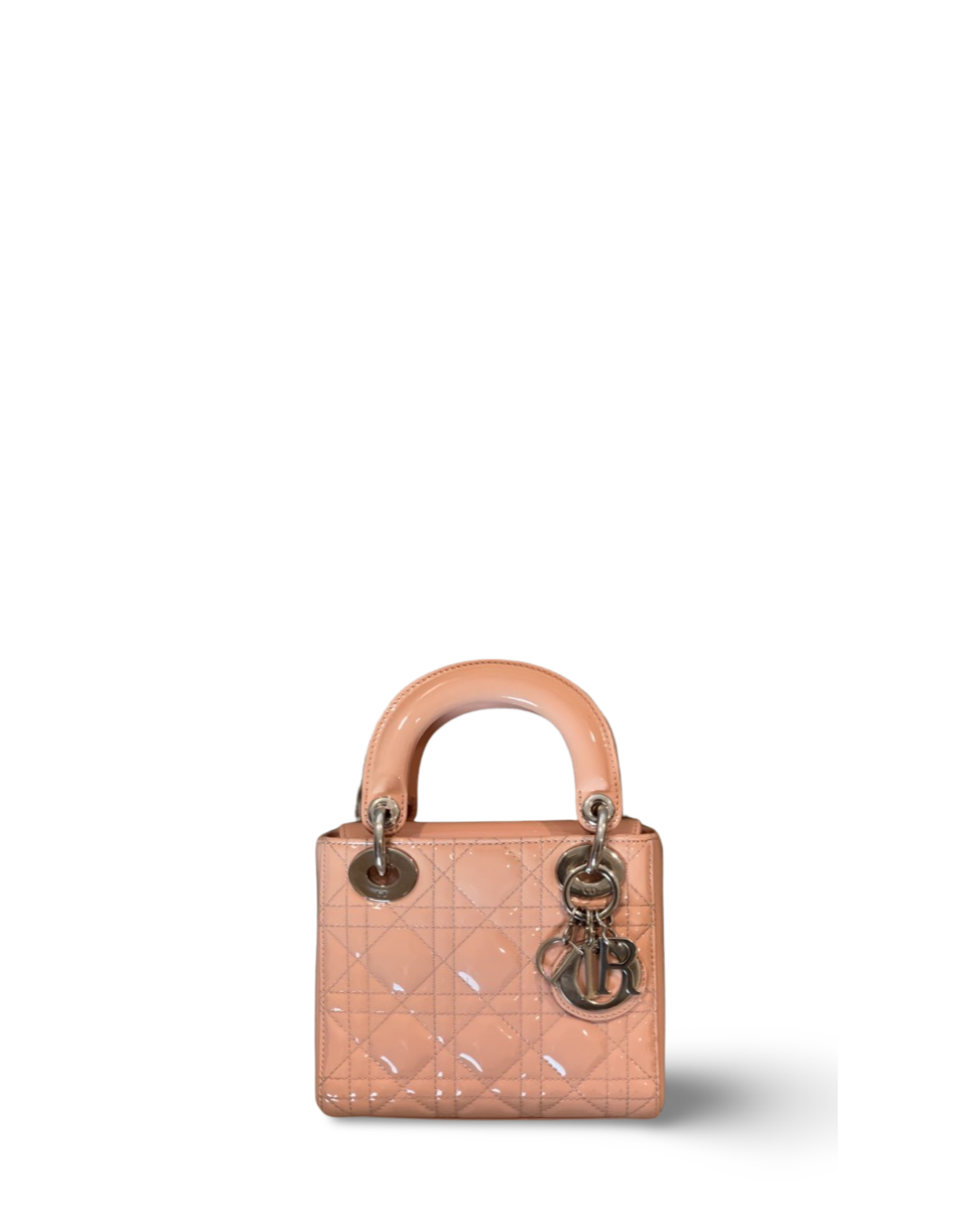 Dior Cannage Patent Micro Lady Naturel Bag