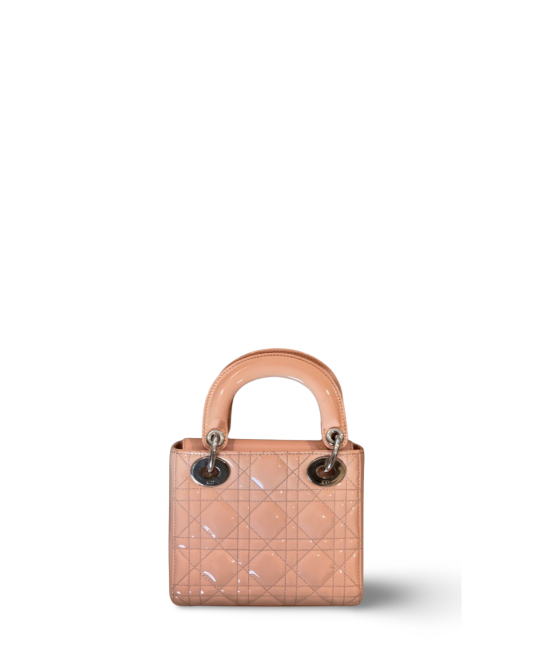 Dior Cannage Patent Micro Lady Naturel Bag