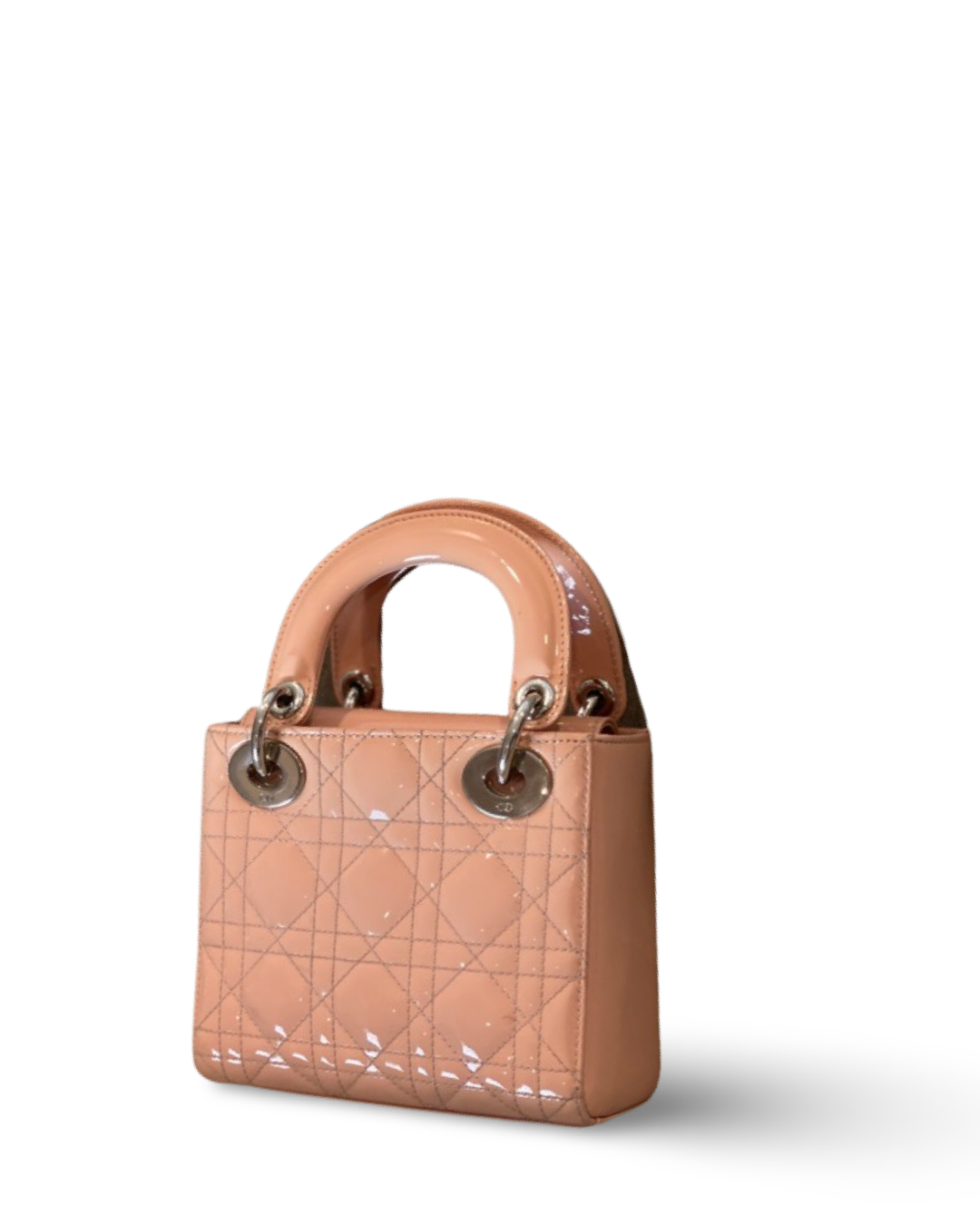 Dior Cannage Patent Micro Lady Naturel Bag