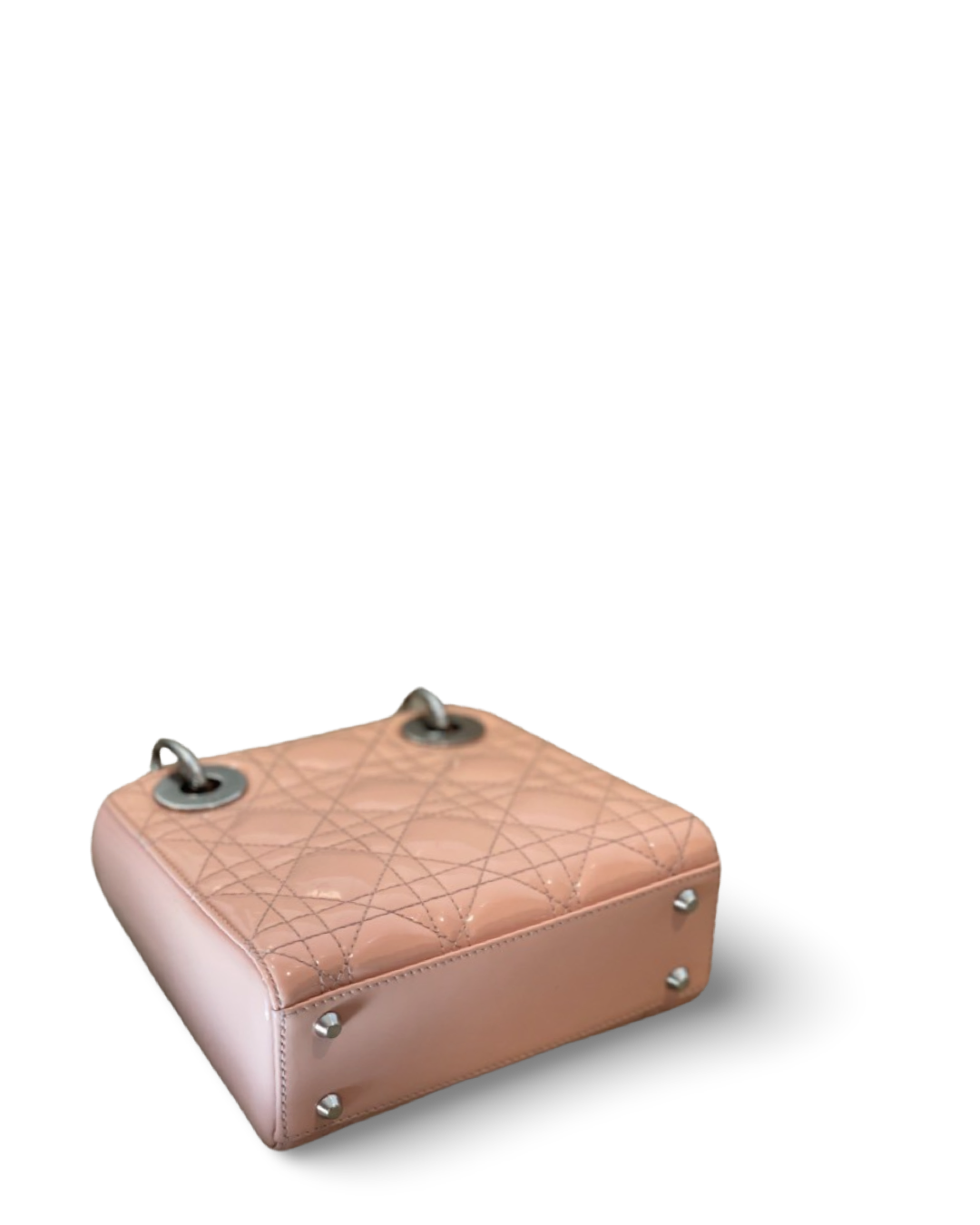 Dior Cannage Patent Micro Lady Naturel Bag