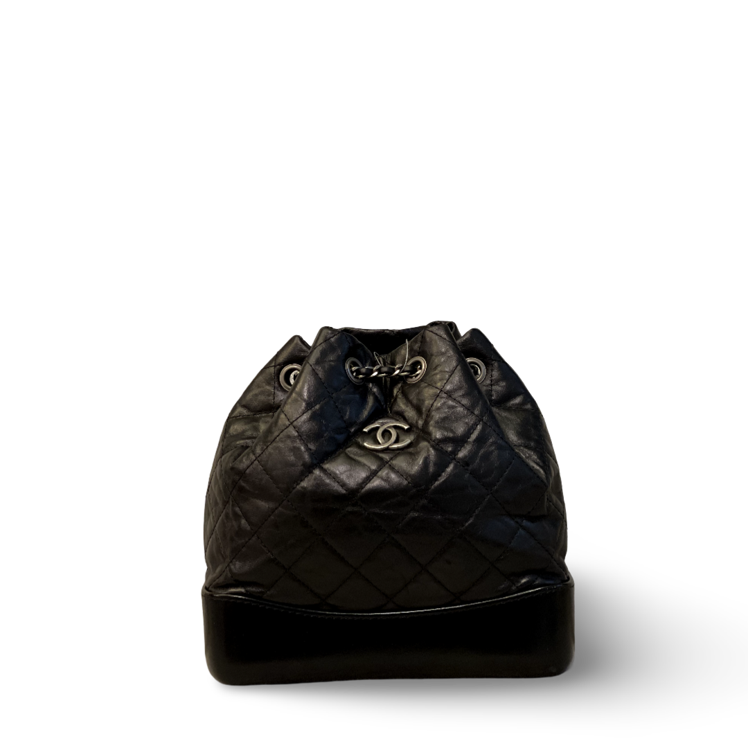 Chanel Aged Calfskin Quilted Small Gabrielle Black Backpack
