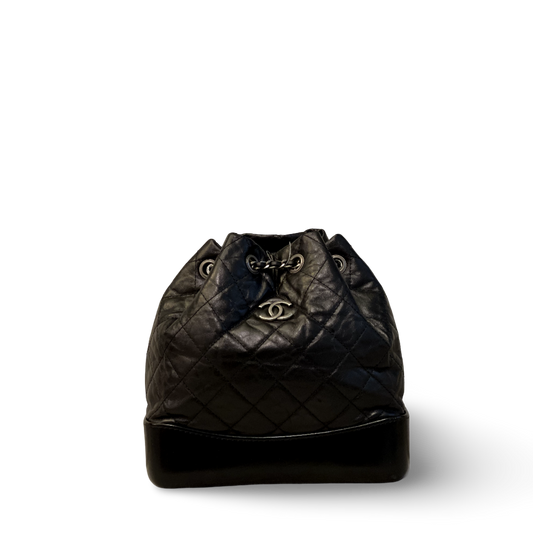 Chanel Aged Calfskin Quilted Small Gabrielle Black Backpack