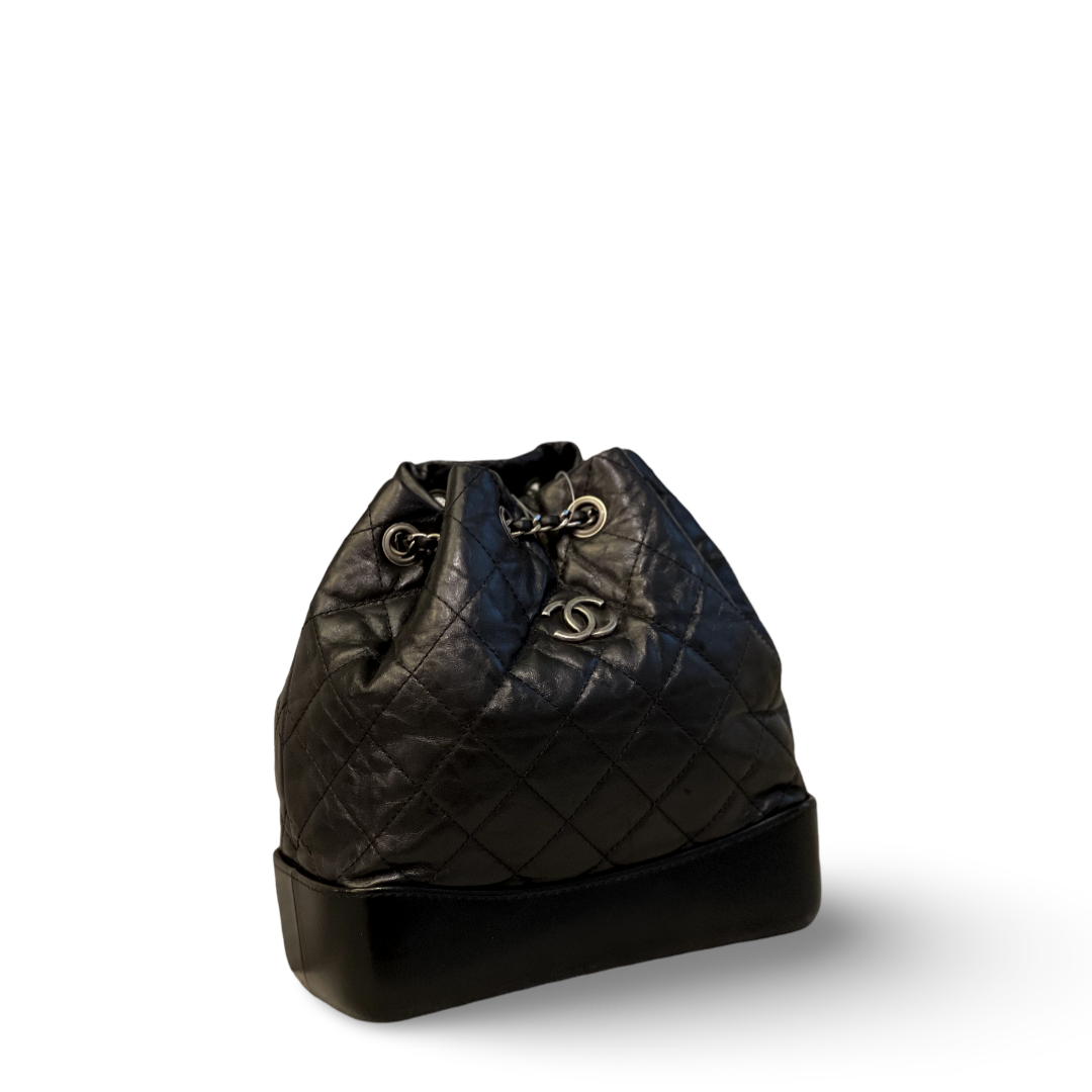 Chanel Aged Calfskin Quilted Small Gabrielle Black Backpack