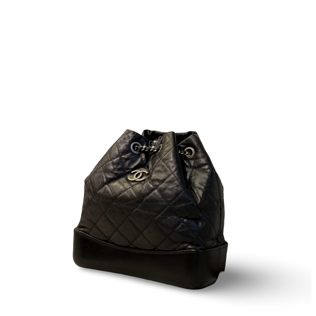 Chanel Aged Calfskin Quilted Small Gabrielle Black Backpack
