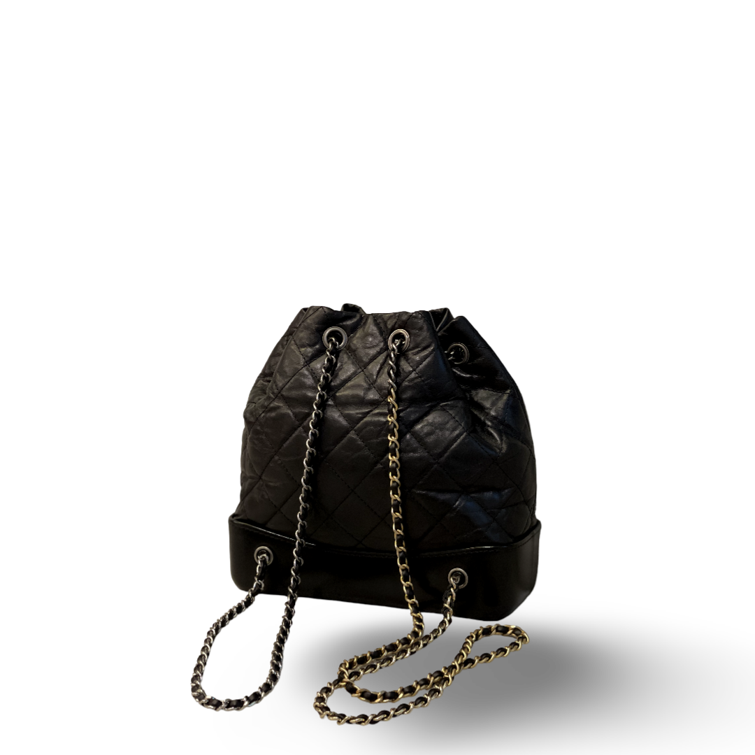 Chanel Aged Calfskin Quilted Small Gabrielle Black Backpack
