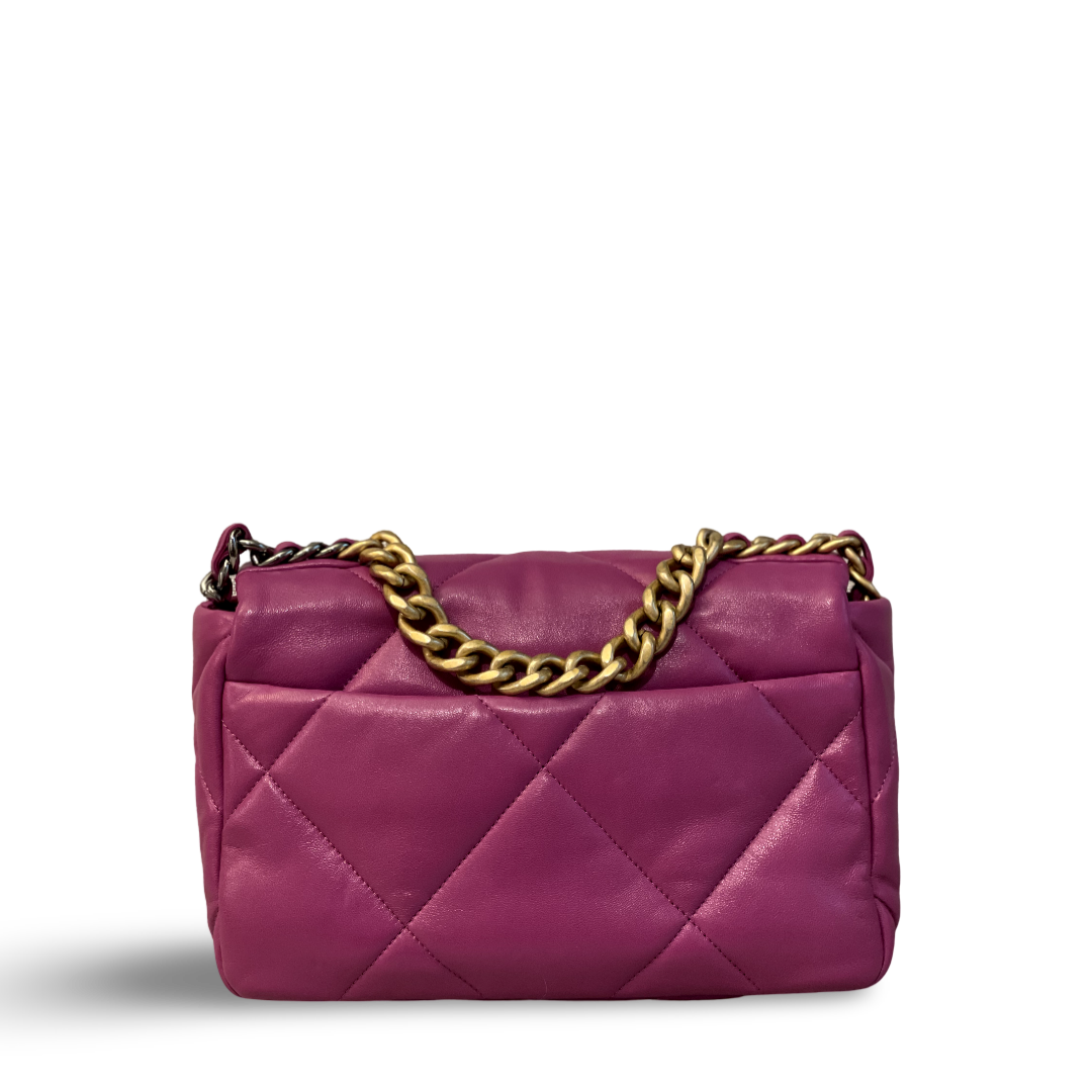 Chanel Goatskin Quilted Medium 19 Purple Flap