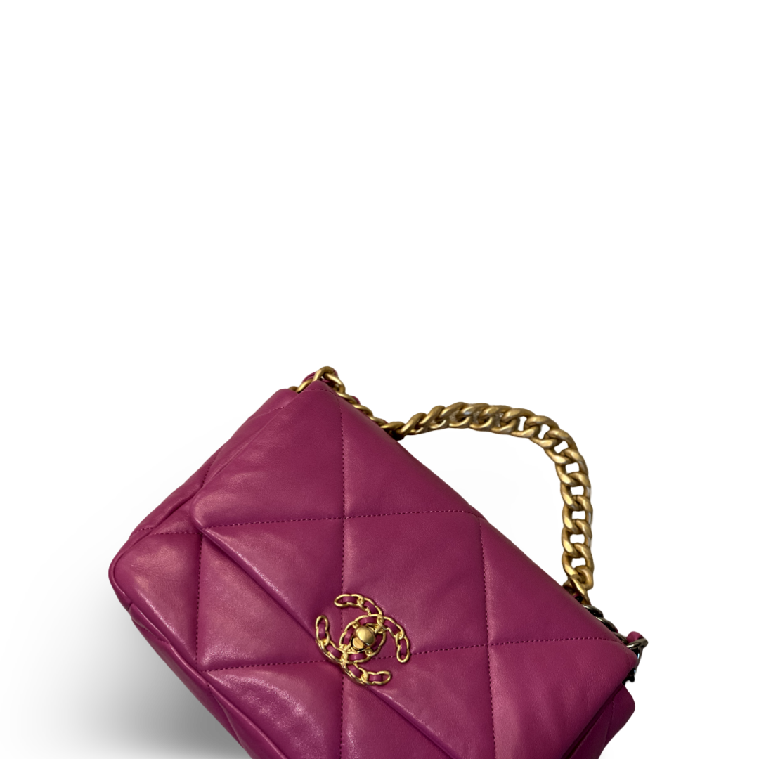 Chanel Goatskin Quilted Medium 19 Purple Flap