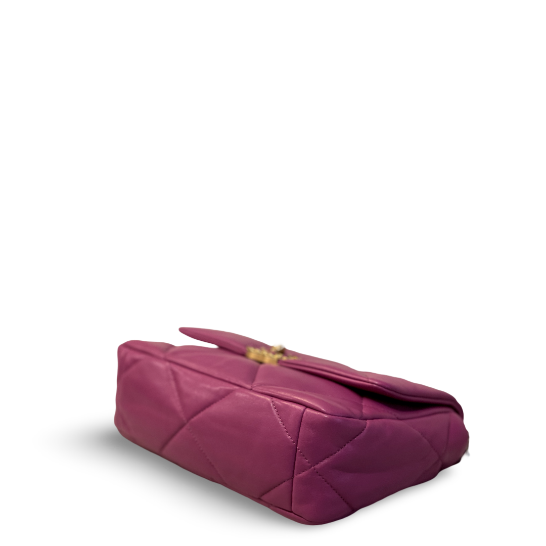 Chanel Goatskin Quilted Medium 19 Purple Flap