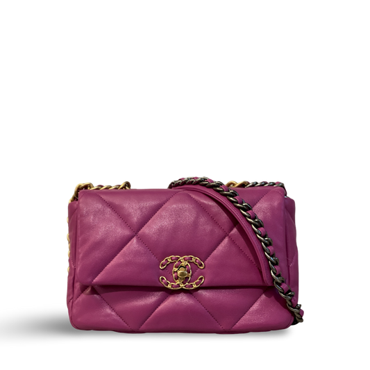 Chanel Goatskin Quilted Medium 19 Purple Flap