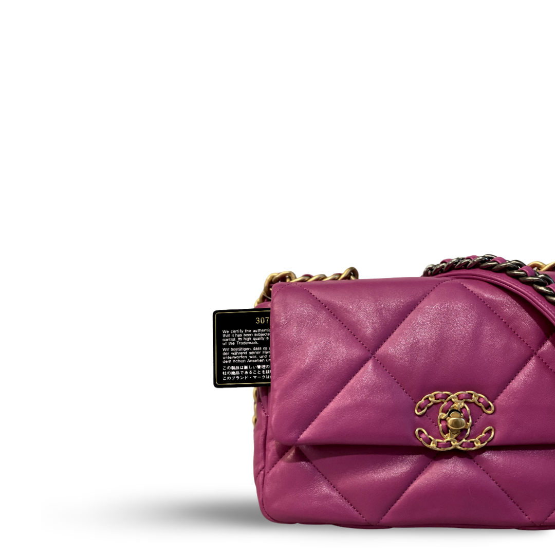 Chanel Goatskin Quilted Medium 19 Purple Flap