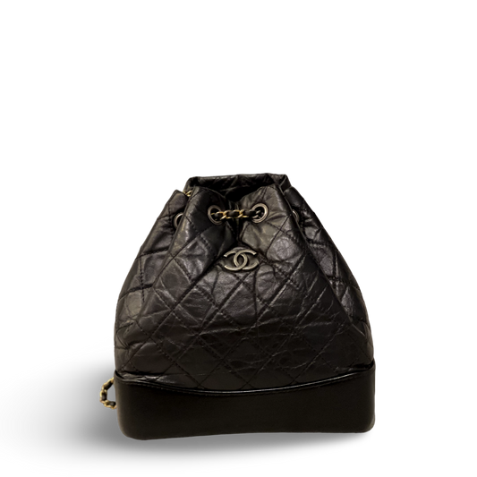 Chanel Aged Calfskin Quilted Small Gabrielle Black Backpack