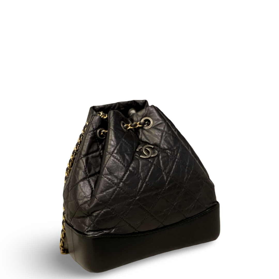 Chanel Aged Calfskin Quilted Small Gabrielle Black Backpack