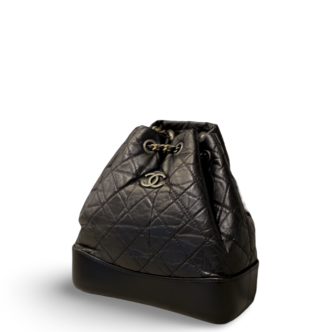 Chanel Aged Calfskin Quilted Small Gabrielle Black Backpack