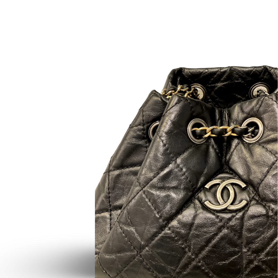 Chanel Aged Calfskin Quilted Small Gabrielle Black Backpack