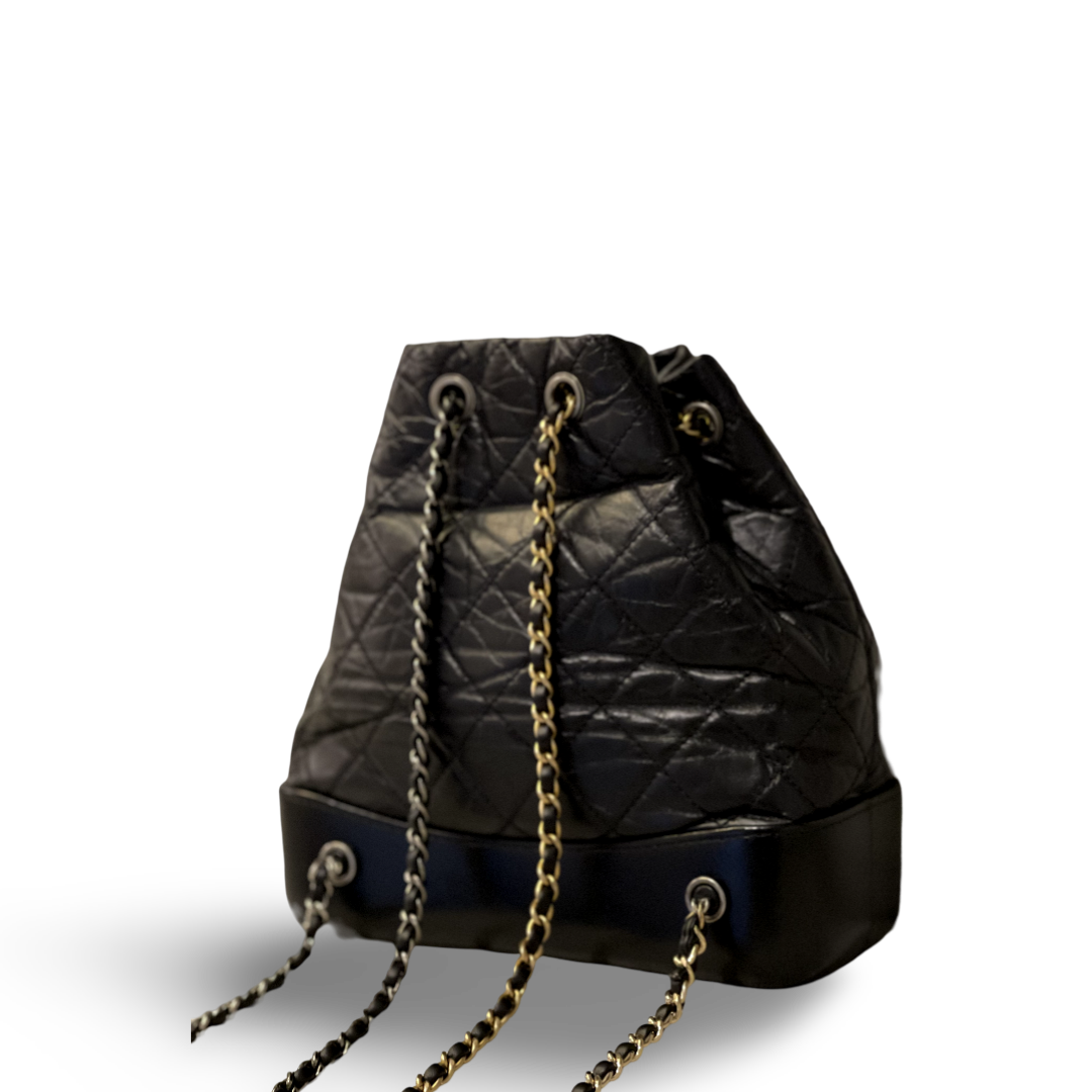 Chanel Aged Calfskin Quilted Small Gabrielle Black Backpack