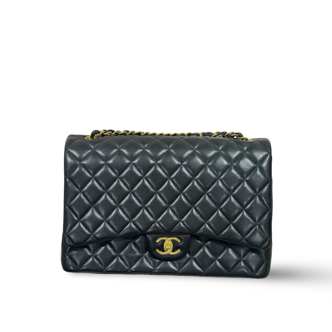 Chanel Classic Lambskin Quilted Maxi Black Double Flap