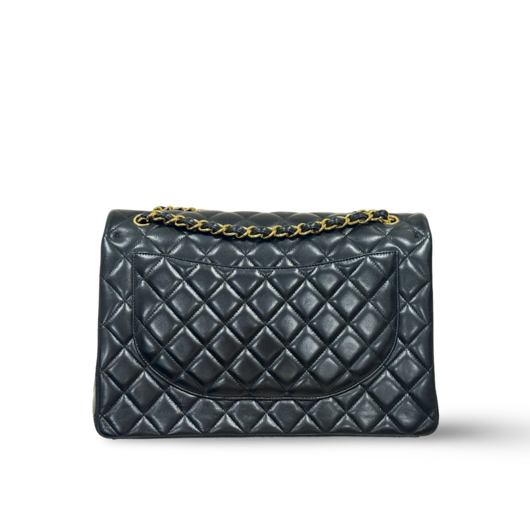 Chanel Classic Lambskin Quilted Maxi Black Double Flap