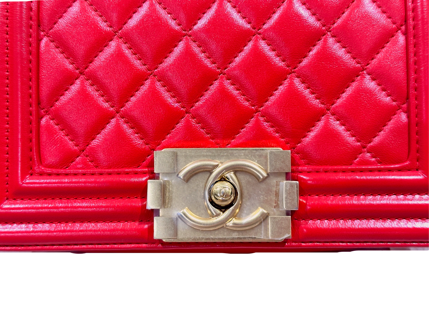 Chanel Classic Calfskin Quilted Small Boy Flap Orange Red