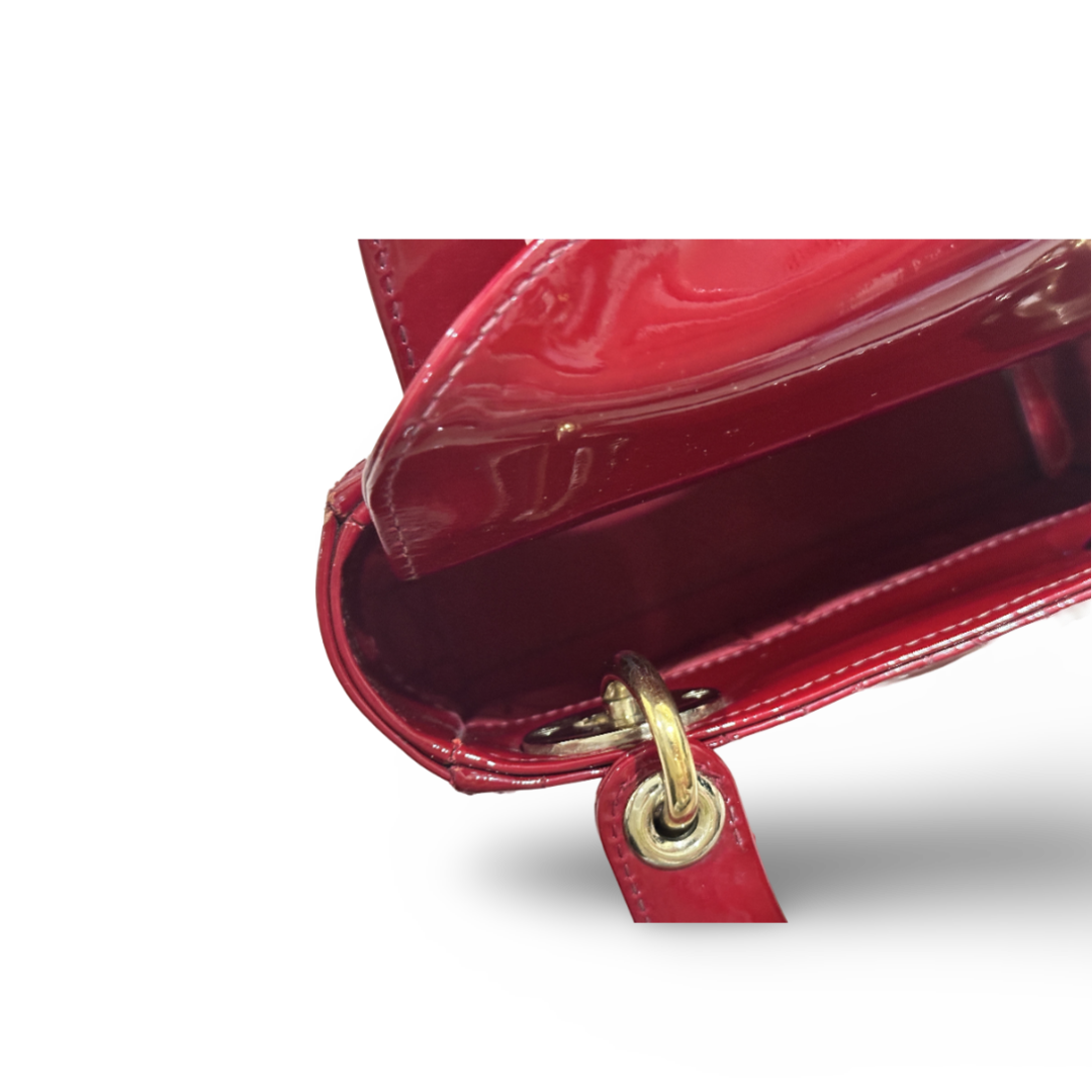 Dior Cannage Patent Mini Lady Bag Red