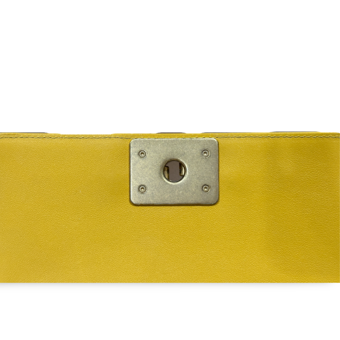 Chanel Classic Calfskin Quilted Small Boy Flap Yellow