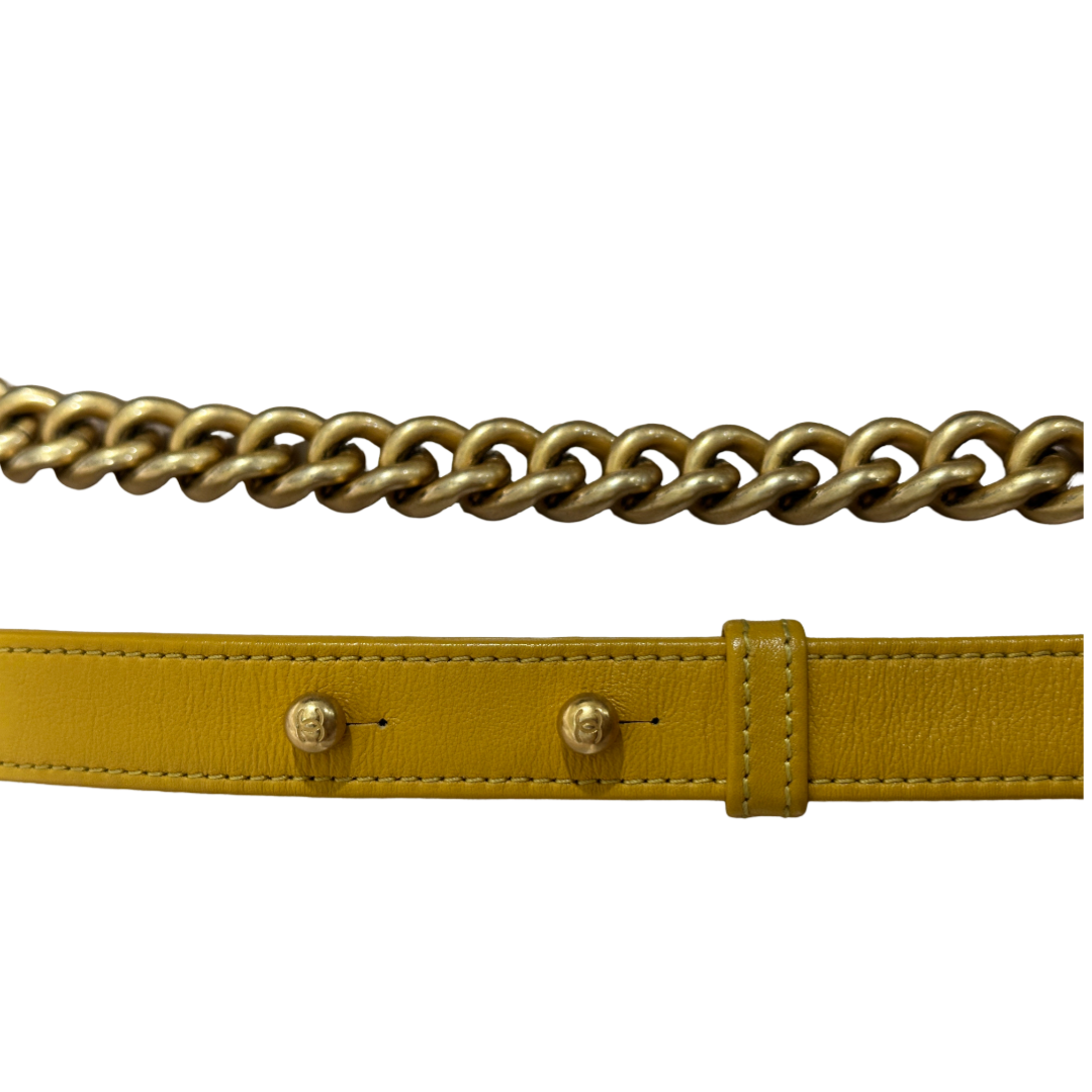 Chanel Classic Calfskin Quilted Small Boy Flap Yellow