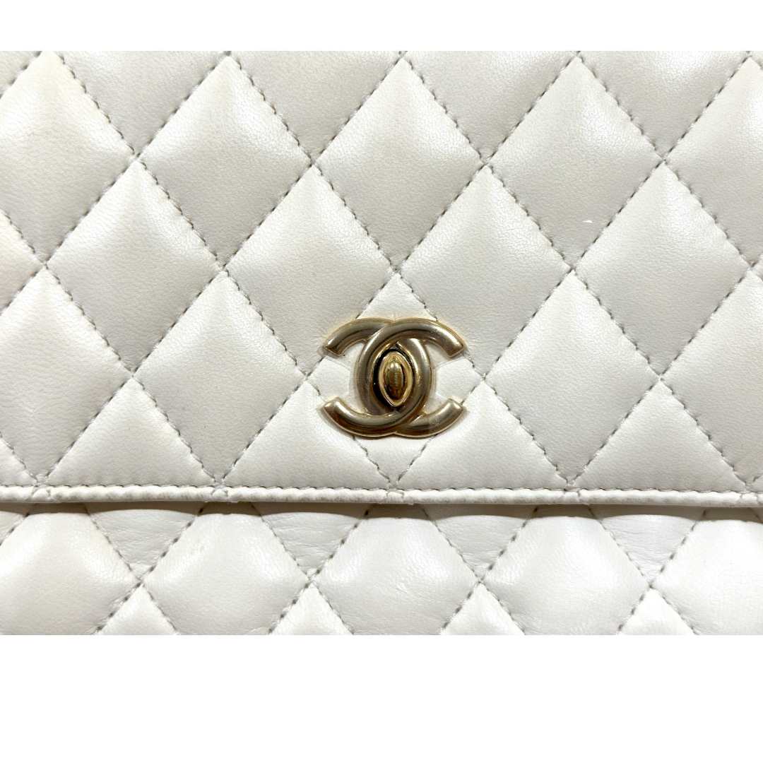 Chanel Lambskin Quilted Side Packs White Black Flap