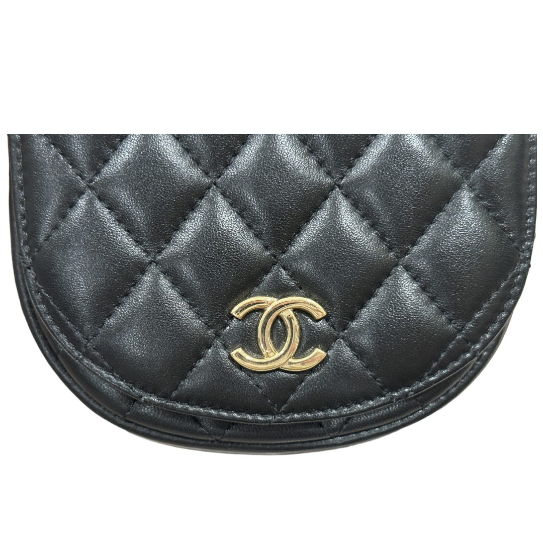 Chanel Lambskin Quilted Side Packs White Black Flap