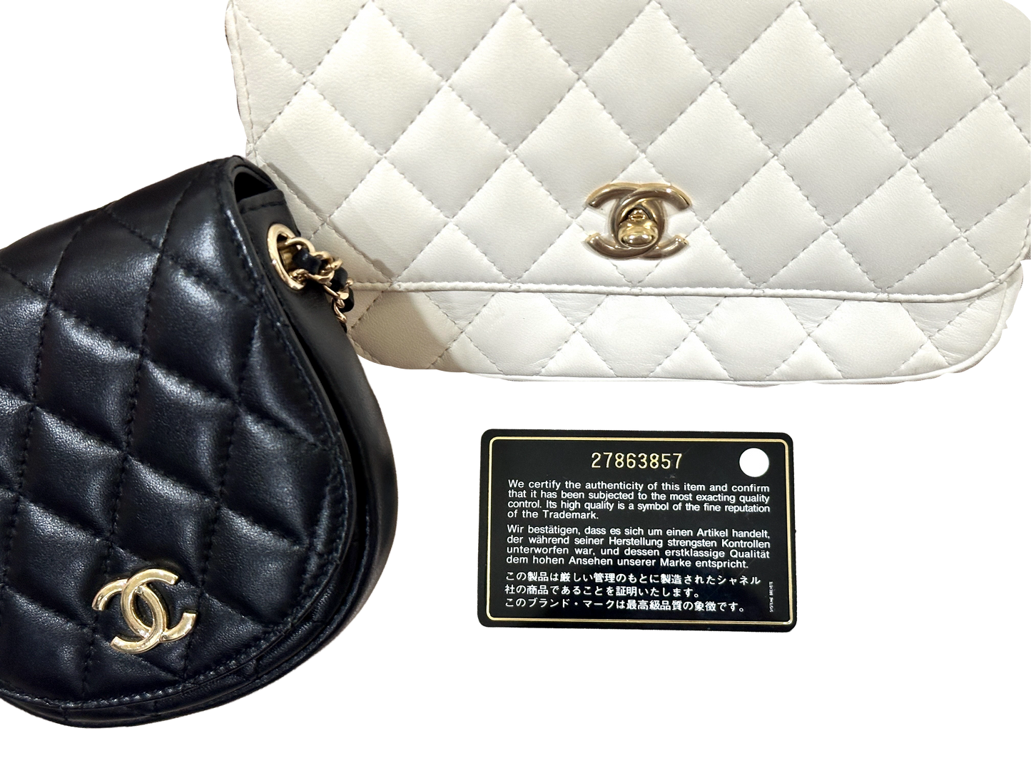 Chanel Lambskin Quilted Side Packs White Black Flap