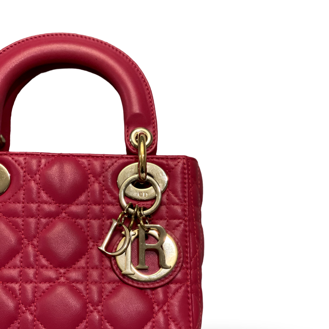 Dior Cannage Lambskin Mini Lady Barbie Pink Bag