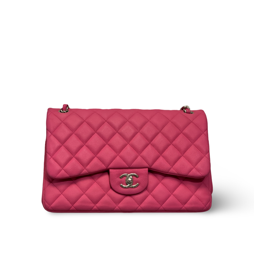 Chanel Classic Matte Caviar Quilted Jumbo Barbie Pink Double Flap