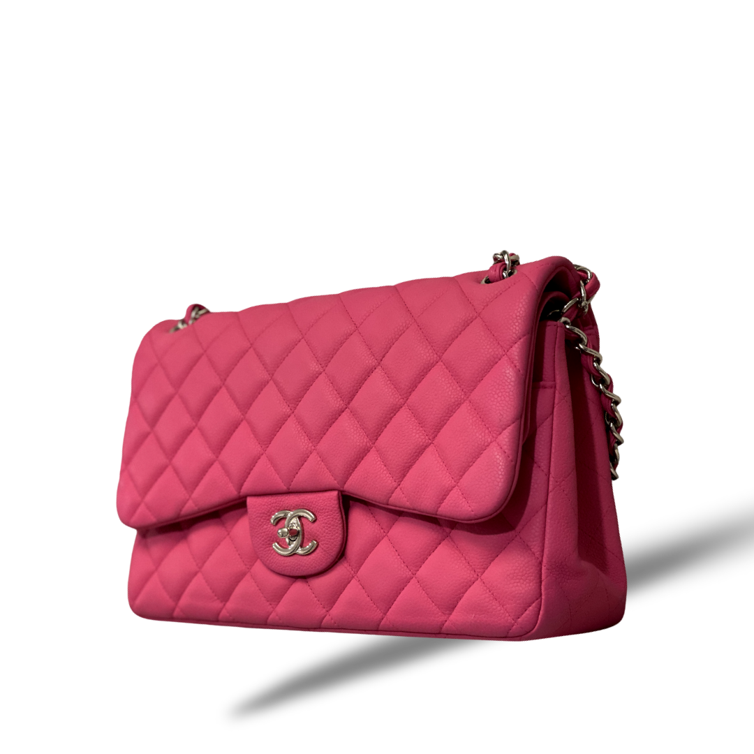 Chanel Classic Matte Caviar Quilted Jumbo Barbie Pink Double Flap