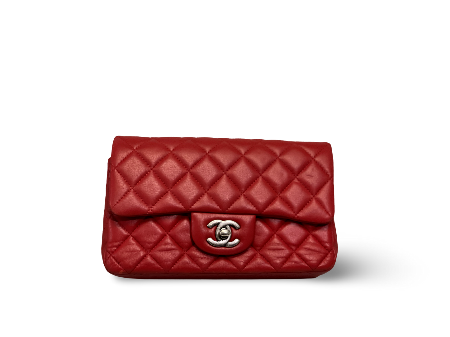 Chanel Classic Lambskin Quilted Mini Rectangular Red Single Flap