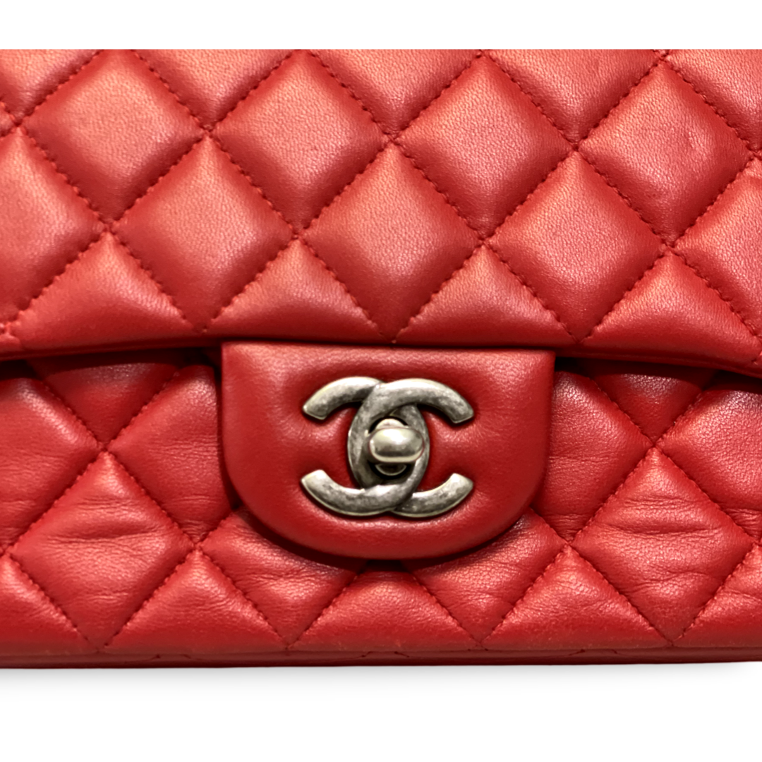 Chanel Classic Lambskin Quilted Mini Rectangular Red Single Flap