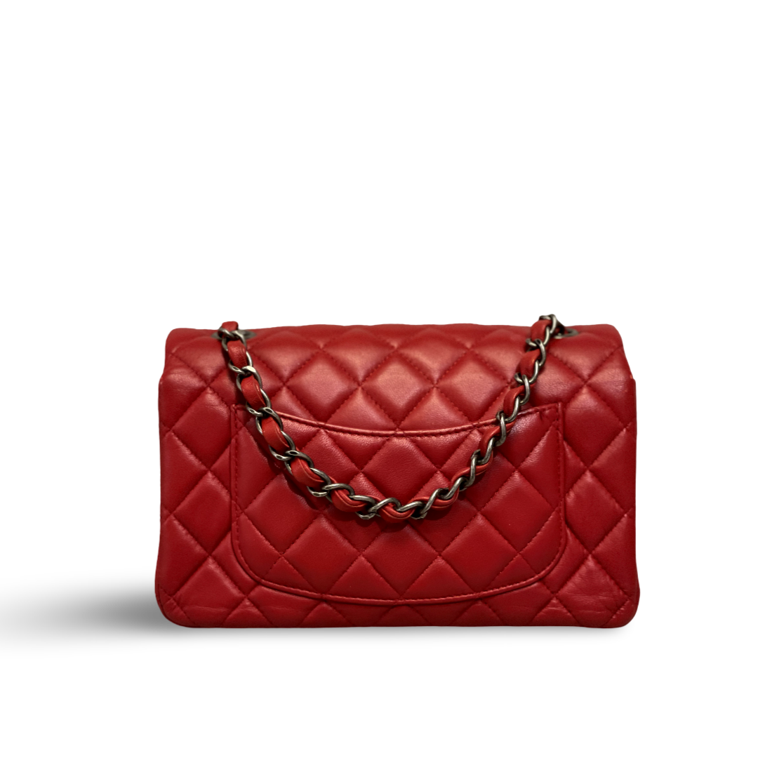 Chanel Classic Lambskin Quilted Mini Rectangular Red Single Flap