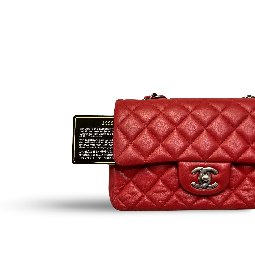Chanel Classic Lambskin Quilted Mini Rectangular Red Single Flap