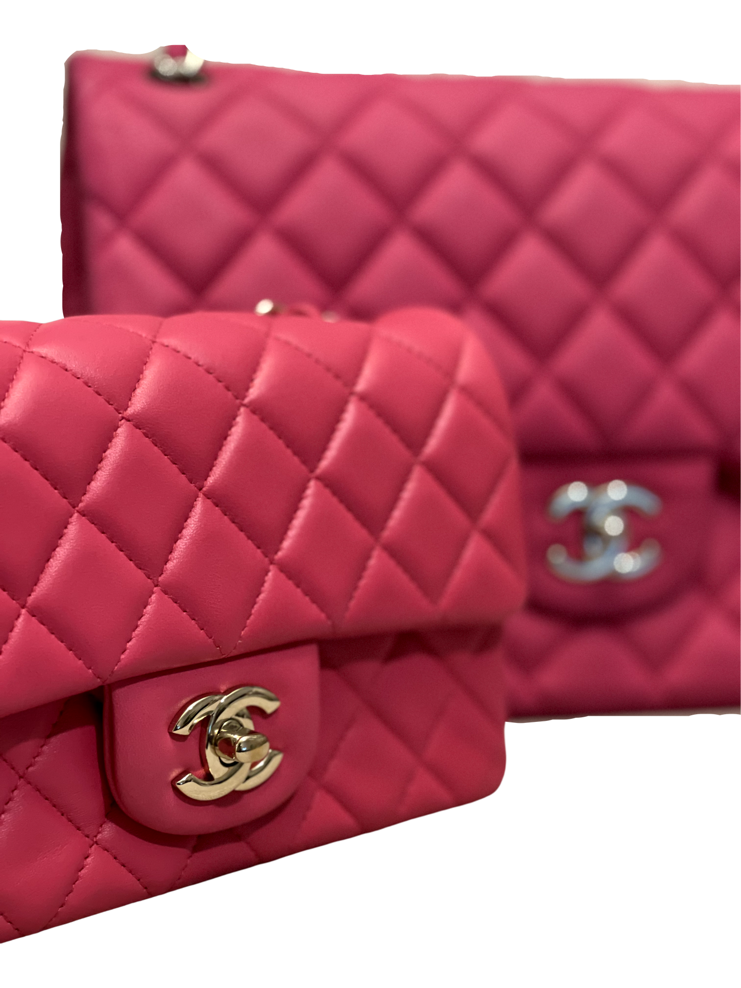 Chanel Classic Lambskin Quilted Mini Rectangular Pink Single Flap