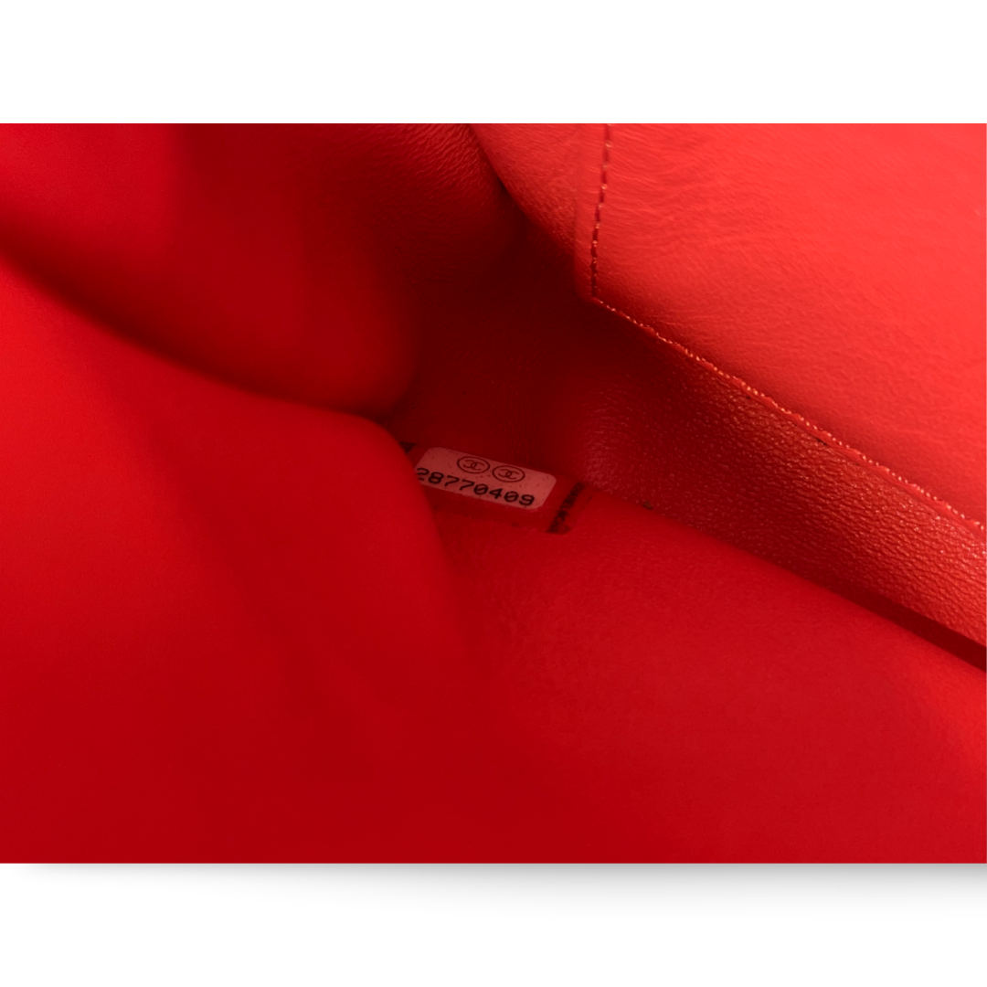 Chanel Classic Shearling Medium Orange Pink Single Flap