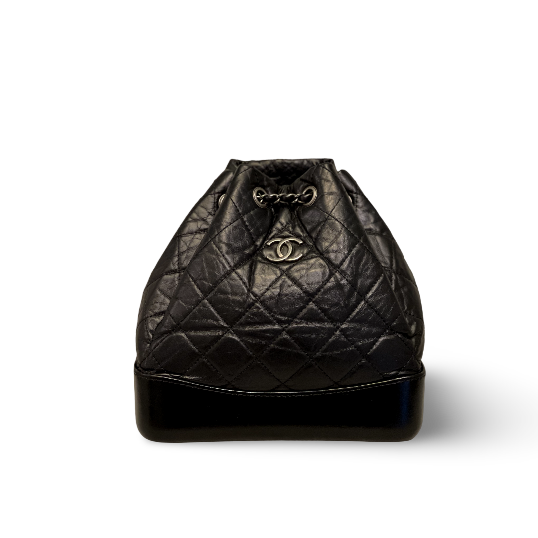 Chanel Aged Calfskin Quilted Small Gabrielle Black Backpack