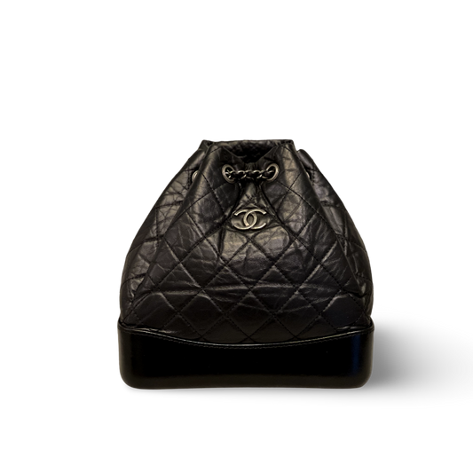 Chanel Aged Calfskin Quilted Small Gabrielle Black Backpack