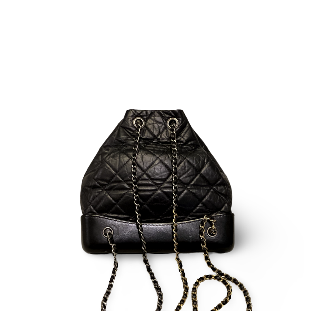 Chanel Aged Calfskin Quilted Small Gabrielle Black Backpack