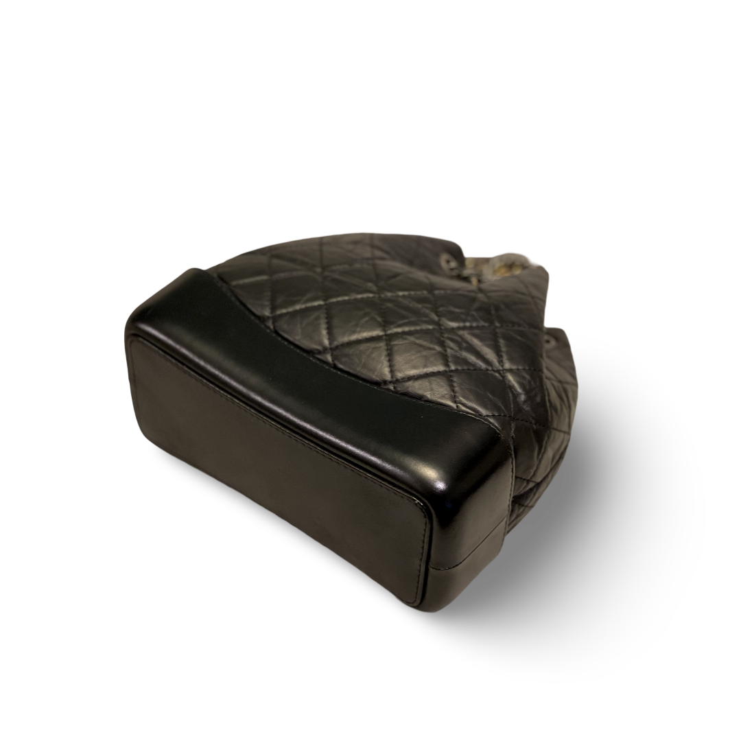 Chanel Aged Calfskin Quilted Small Gabrielle Black Backpack