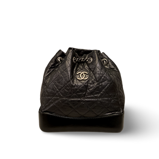 Chanel Aged Calfskin Quilted Small Gabrielle Black Backpack