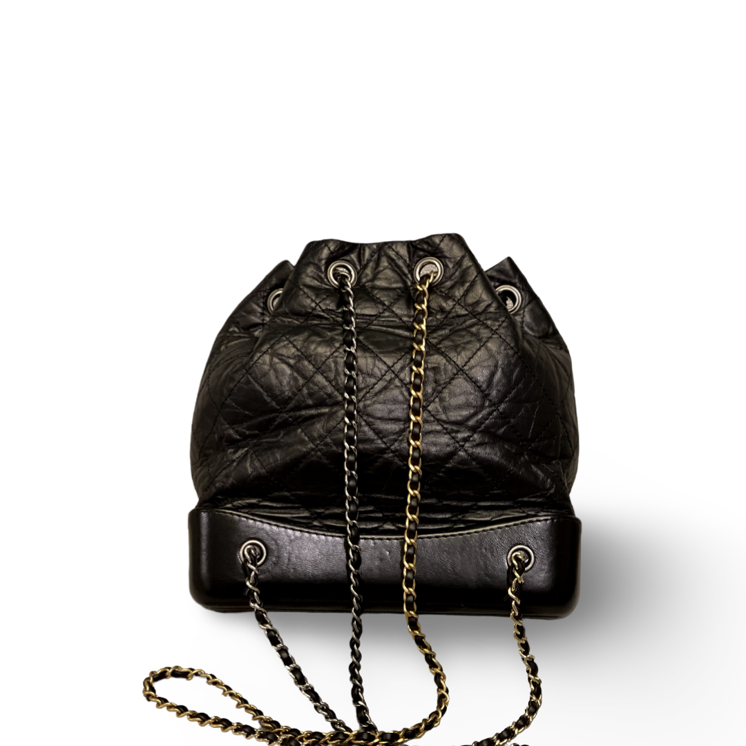 Chanel Aged Calfskin Quilted Small Gabrielle Black Backpack