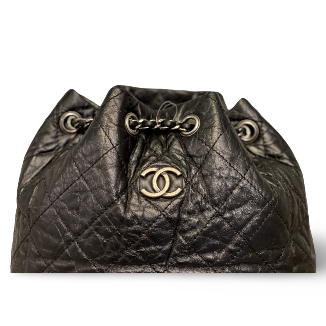 Chanel Aged Calfskin Quilted Small Gabrielle Black Backpack